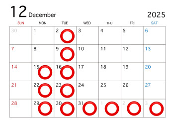 ☆12月定休日☆